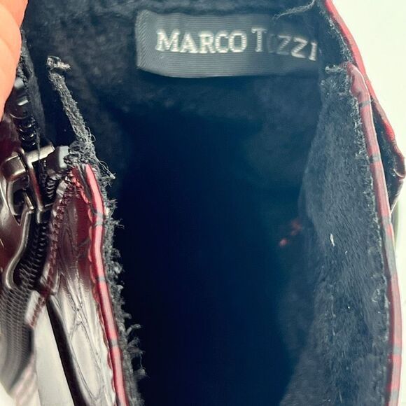 Marco Tozzi Boots Women's 37 US 6.5 Strappy Side Zipper Burgundy Ankle Boots - Picture 13 of 13